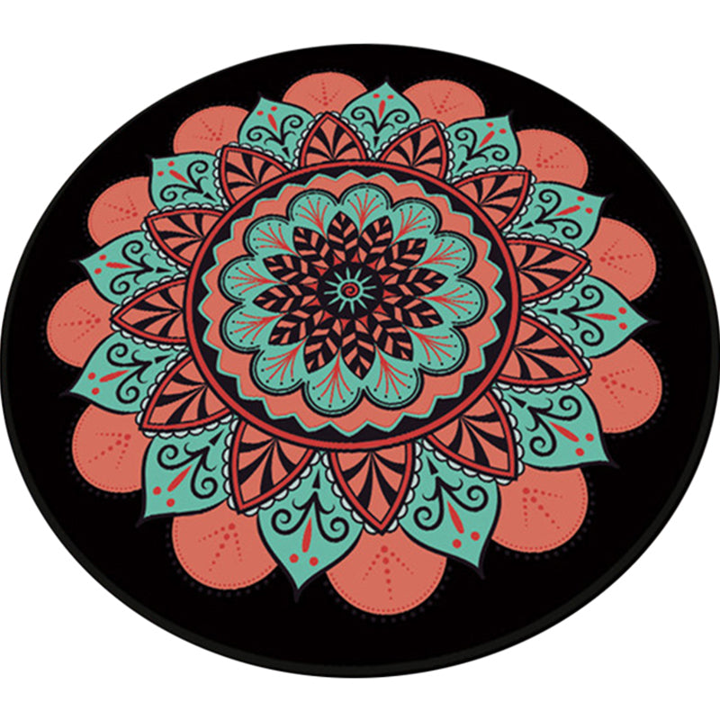 Pink and Black Southwestern Rug Polyester Tribal Floral Rug Washable Carpet for Living Room Clearhalo 'Area Rug' 'Rugs' 'Southwestern' Rug' 1517278