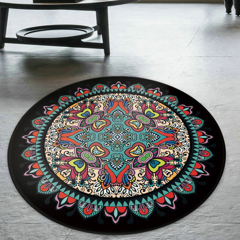 Tribal Southwestern Rug Blue and Black Polyester Rug Non-Slip Backing Carpet for Bedroom Clearhalo 'Area Rug' 'Rugs' 'Southwestern' Rug' 1517358