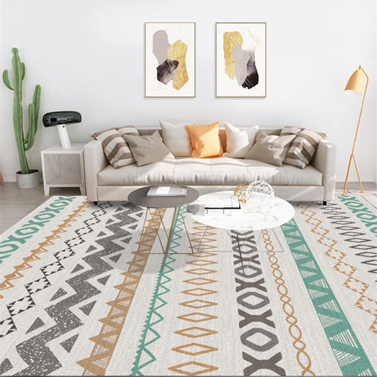 Boho-Chic Wave Diamond Triangle Rug in Light Green Bohemian Rug Polyester Non-Slip Backing Rug for Study Room Light Green Clearhalo 'Area Rug' 'Bohemian' 'Rugs' Rug' 1517382