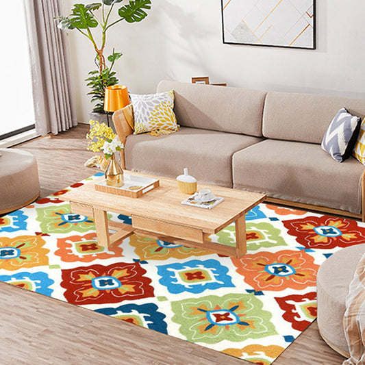 Moroccan Living Room Rug Multicolor Geometric Floral Diamond Pattern Carpet Polyester Area Rug Clearhalo 'Area Rug' 'Moroccan' 'Rugs' Rug' 1517398
