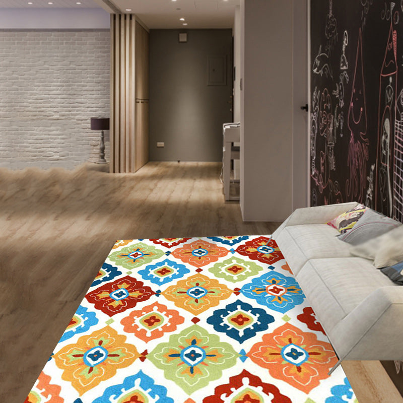 Moroccan Living Room Rug Multicolor Geometric Floral Diamond Pattern Carpet Polyester Area Rug Clearhalo 'Area Rug' 'Moroccan' 'Rugs' Rug' 1517399