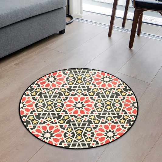 Americana Southwestern Star Floral Rug Red and Black Polyester Rug Non-Slip Backing Carpet for Bedroom Clearhalo 'Area Rug' 'Rugs' 'Southwestern' Rug' 1517424