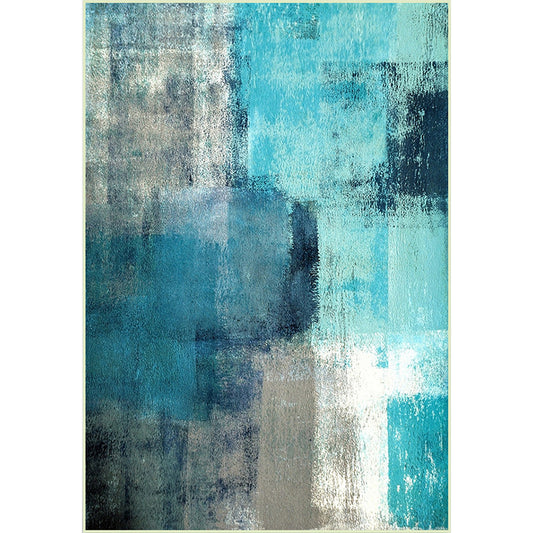 Modern Living Room Rug in Blue Abstract Oil Painting Pattern Rug Polyester Washable Area Rug Clearhalo 'Area Rug' 'Modern' 'Rugs' Rug' 1517456