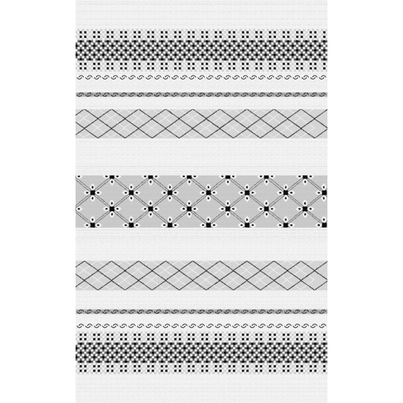 Boho-Chic Geometric Stripe Diamond Rug in White Bohemian Carpet Polyester Anti-Slip Carpet for Living Room Clearhalo 'Area Rug' 'Bohemian' 'Rugs' Rug' 1517464