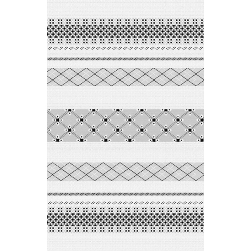 Boho-Chic Geometric Stripe Diamond Rug in White Bohemian Carpet Polyester Anti-Slip Carpet for Living Room Clearhalo 'Area Rug' 'Bohemian' 'Rugs' Rug' 1517464