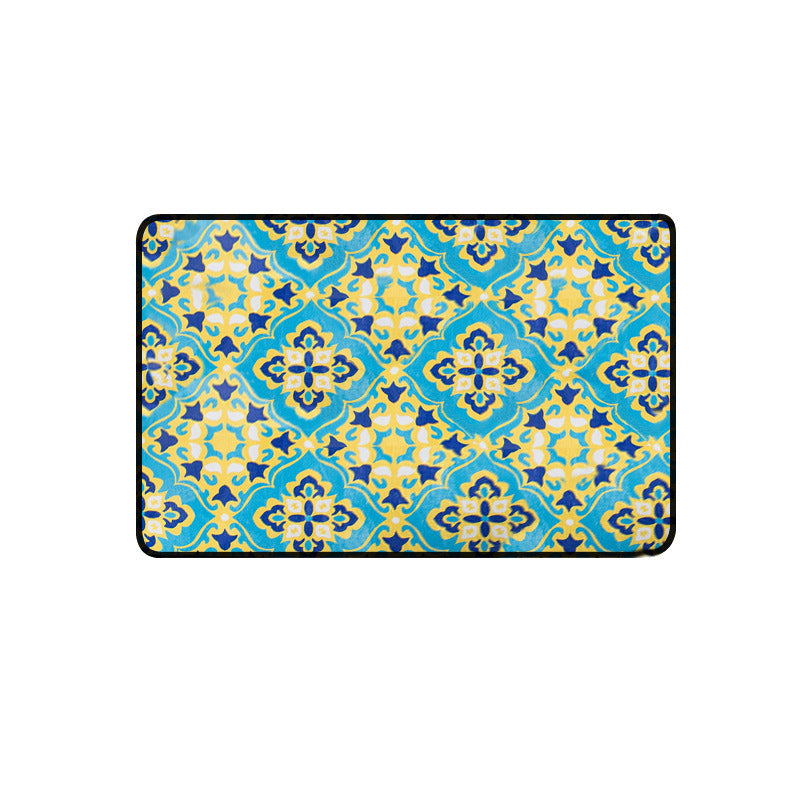 Moroccan Living Room Rug in Blue Geometric Floral Print Carpet Polyester Anti-Slip Area Rug Clearhalo 'Area Rug' 'Moroccan' 'Rugs' Rug' 1517479