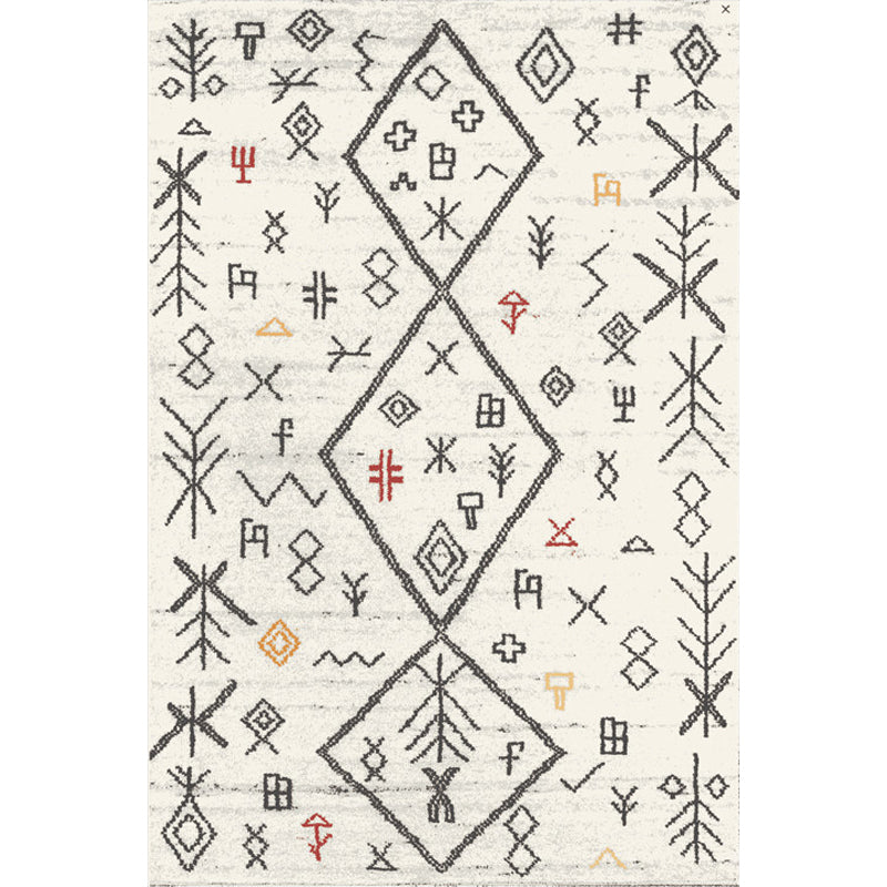 Retro Diamond Wave Cross Rug in White Bohemian Carpet Polyester Washable Carpet for Bedroom Clearhalo 'Area Rug' 'Bohemian' 'Rugs' Rug' 1517497