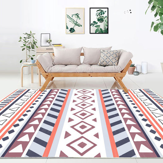 Retro Geometric Stripe Rug in Orange and Blue Bohemian Carpet Polyester Non-Slip Backing Rug for Living Room Orange Pink Clearhalo 'Area Rug' 'Bohemian' 'Rugs' Rug' 1517580