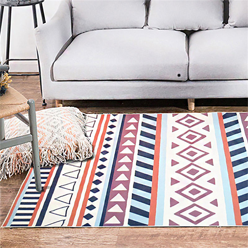 Retro Geometric Stripe Rug in Orange and Blue Bohemian Carpet Polyester Non-Slip Backing Rug for Living Room Clearhalo 'Area Rug' 'Bohemian' 'Rugs' Rug' 1517581
