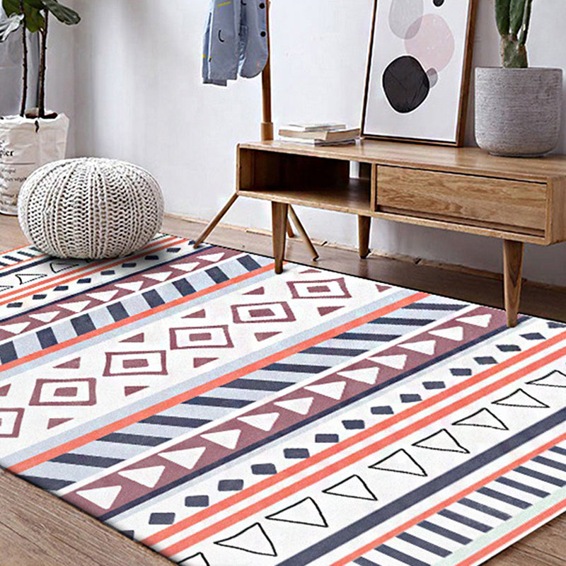 Retro Geometric Stripe Rug in Orange and Blue Bohemian Carpet Polyester Non-Slip Backing Rug for Living Room Clearhalo 'Area Rug' 'Bohemian' 'Rugs' Rug' 1517582