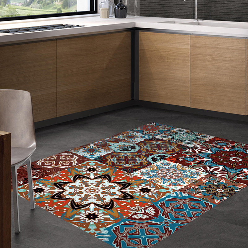 Mediterranean Floral Cross Print Rug Colorful Moroccan Rug Polyester Non-Slip Backing Area Rug for Bedroom Clearhalo 'Area Rug' 'Moroccan' 'Rugs' Rug' 1517597