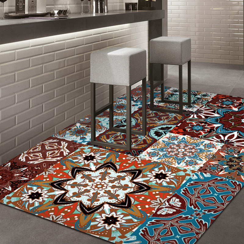 Mediterranean Floral Cross Print Rug Colorful Moroccan Rug Polyester Non-Slip Backing Area Rug for Bedroom Clearhalo 'Area Rug' 'Moroccan' 'Rugs' Rug' 1517598
