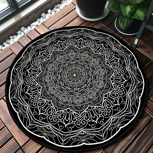 Americana Southwestern Rug Black and White Polyester Rug Washable Area Rug for Living Room Black Clearhalo 'Area Rug' 'Rugs' 'Southwestern' Rug' 1517640