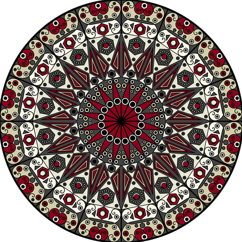 Moroccan Floral Rug White and Red Polyester Rug Non-Slip Backing Machine Washable Carpet for Bedroom Clearhalo 'Area Rug' 'Moroccan' 'Rugs' Rug' 1517657