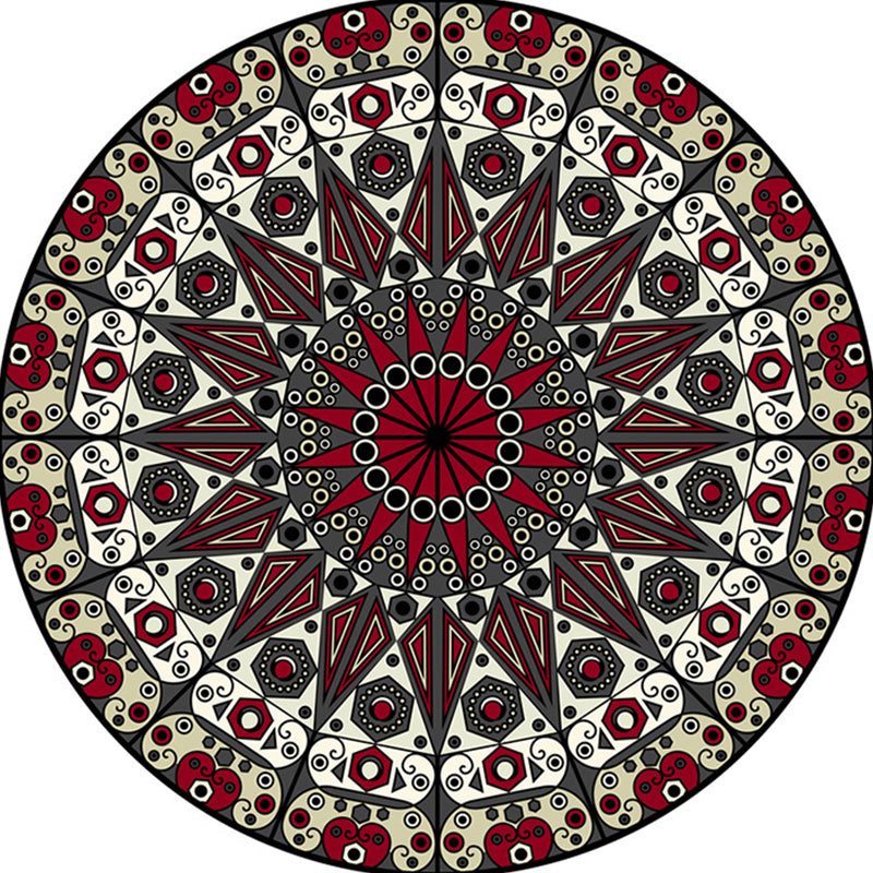 Moroccan Floral Rug White and Red Polyester Rug Non-Slip Backing Machine Washable Carpet for Bedroom Clearhalo 'Area Rug' 'Moroccan' 'Rugs' Rug' 1517657