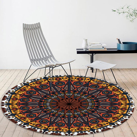 Moroccan Floral Rug White and Red Polyester Rug Non-Slip Backing Machine Washable Carpet for Bedroom Orange Clearhalo 'Area Rug' 'Moroccan' 'Rugs' Rug' 1517671