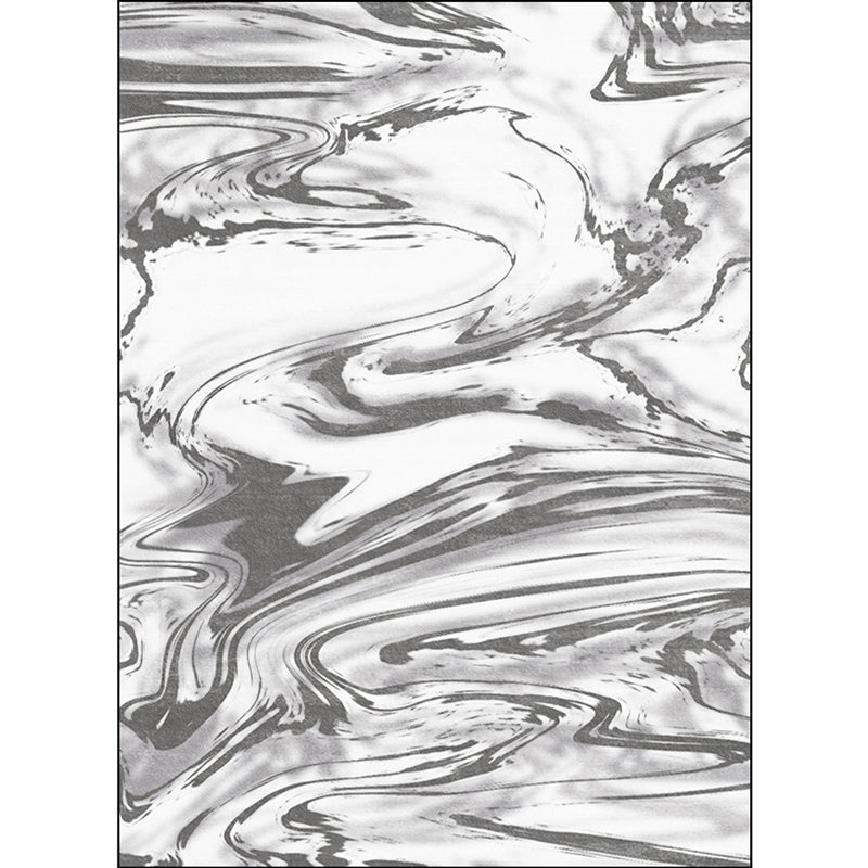 Grey and White Bedroom Rug Modern Abstract Sea Water Pattern Area Rug Polyester Washable Carpet Clearhalo 'Area Rug' 'Modern' 'Rugs' Rug' 1517697