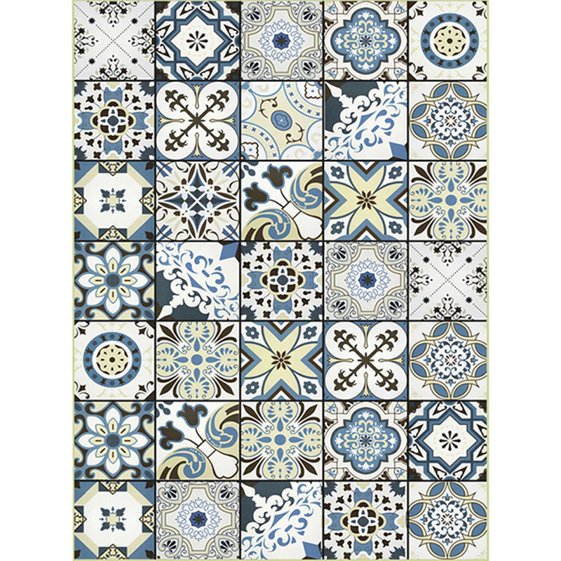 Persian Floral Motif Print Rug in White Moroccan Rug Polyester Non-Slip Backing Area Rug for Bedroom Clearhalo 'Area Rug' 'Moroccan' 'Rugs' Rug' 1517722