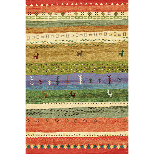 Vintage Deer Stripe Rectangle Rug Multicolor Bohemian Carpet Polyester Washable Carpet for Living Room Clearhalo 'Area Rug' 'Bohemian' 'Rugs' Rug' 1517742
