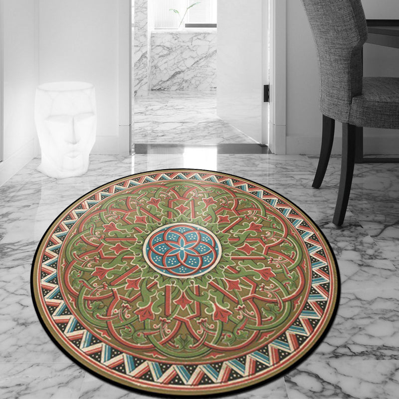 Classic Floral Leaf Rug Green Moroccan Rug Polyester Non-Slip Backing Carpet for Bedroom Clearhalo 'Area Rug' 'Moroccan' 'Rugs' Rug' 1517771