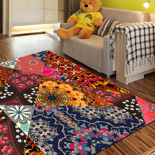 Moroccan Floral Motif Print Rug Colorful Polyester Carpet Anti-Slip Washable Area Rug for Home Decoration Clearhalo 'Area Rug' 'Moroccan' 'Rugs' Rug' 1517810