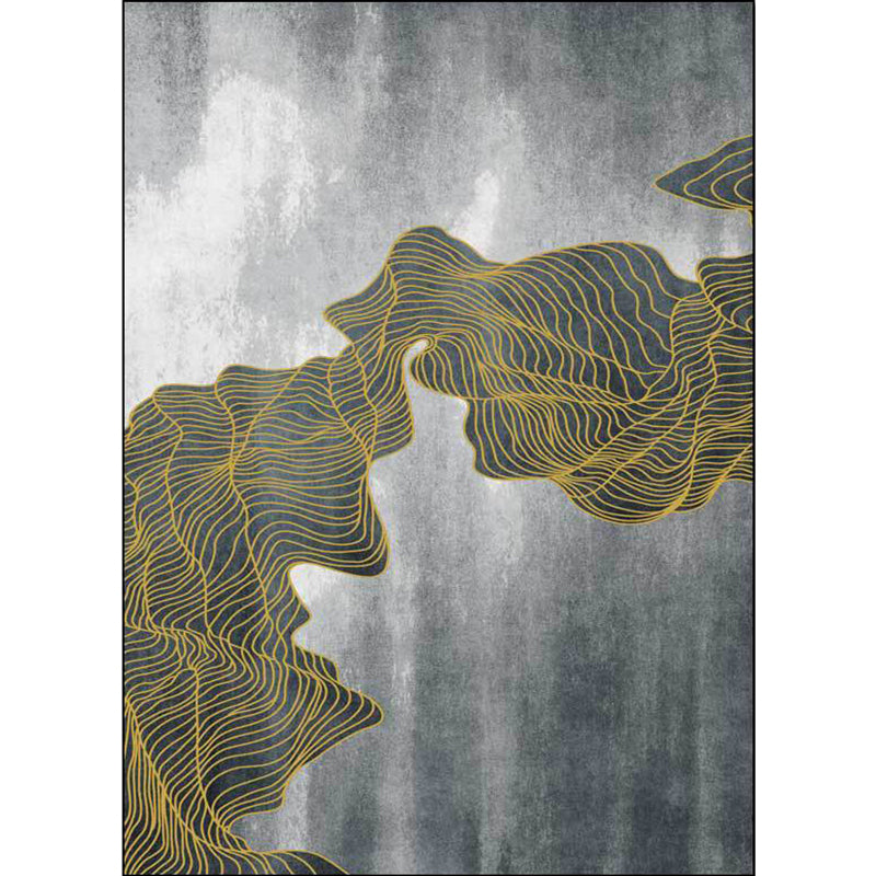 Modern Living Room Rug in Grey Abstract Color Block Wave Pattern Rug Polyester Washable Area Rug Clearhalo 'Area Rug' 'Modern' 'Rugs' Rug' 1517850