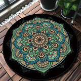 Retro Green Southwestern Rug Polyester Tribal Area Rug Washable Rug for Bedroom Army Green