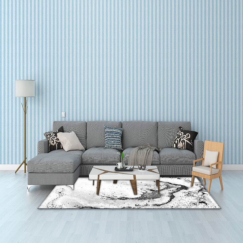 Modern Bedroom Rug in White Abstract Splatter Pattern Rug Polyester ...