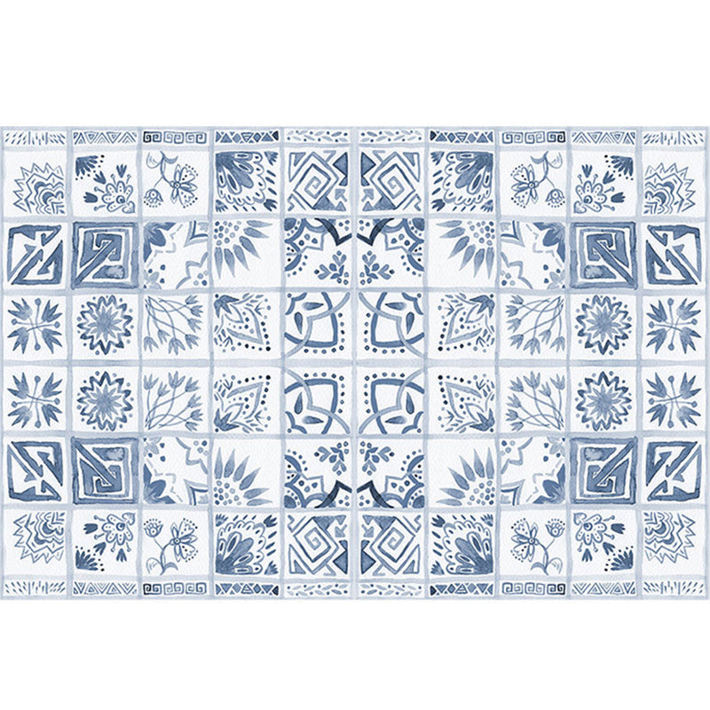 Oriental Floral Square Pattern Rug in White Moroccan Rug Polyester Non-Slip Backing Area Rug for Bedroom Clearhalo 'Area Rug' 'Moroccan' 'Rugs' Rug' 1517951