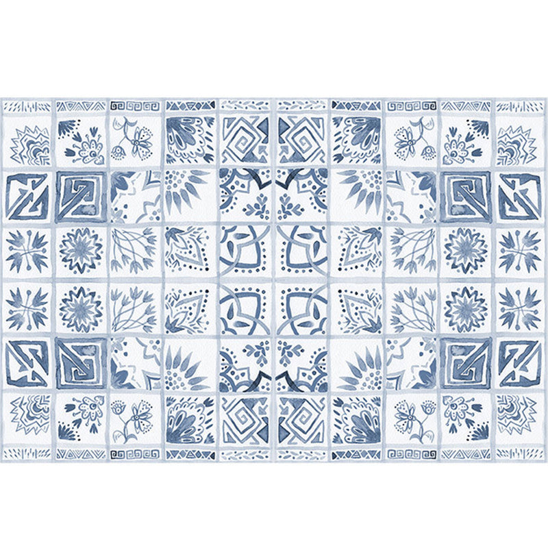 Oriental Floral Square Pattern Rug in White Moroccan Rug Polyester Non-Slip Backing Area Rug for Bedroom Clearhalo 'Area Rug' 'Moroccan' 'Rugs' Rug' 1517951