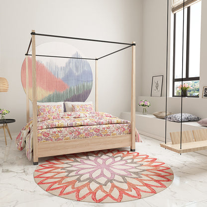 Red and Green Moroccan Rug Polyester Floral Rug Non-Slip Backing Area Rug for Living Room Orange Clearhalo 'Area Rug' 'Moroccan' 'Rugs' Rug' 1517983