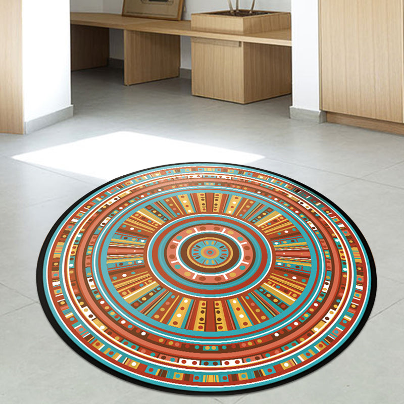 Vintage Concentric Circle Rug Blue and Orange Bohemian Rug Polyester Non-Slip Backing Carpet for Bedroom Blue Clearhalo 'Area Rug' 'Bohemian' 'Rugs' Rug' 1518046