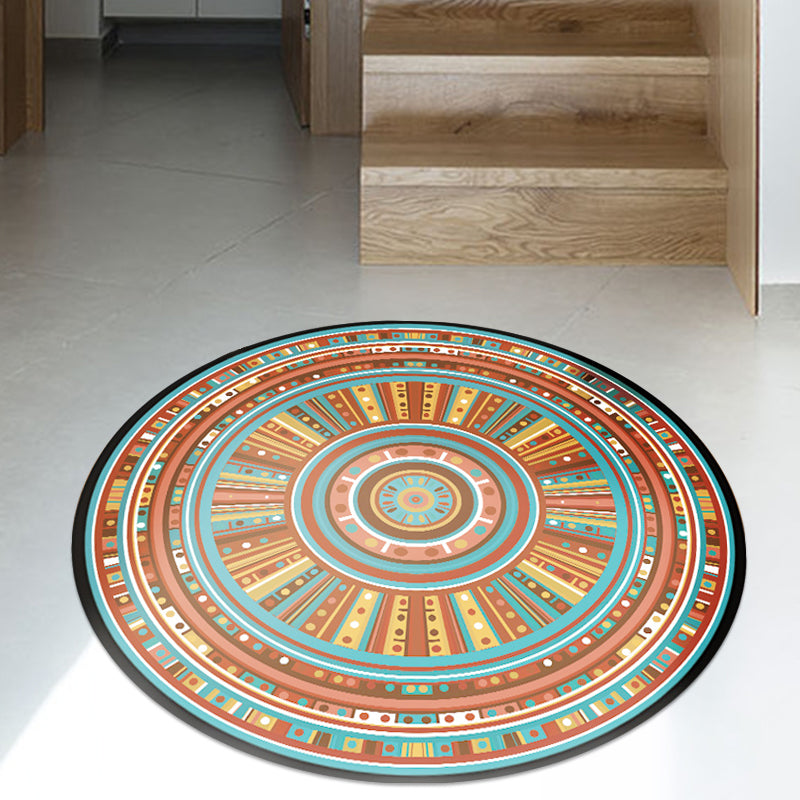 Vintage Concentric Circle Rug Blue and Orange Bohemian Rug Polyester ...