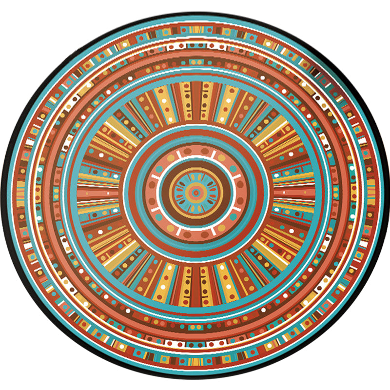 Vintage Concentric Circle Rug Blue and Orange Bohemian Rug Polyester Non-Slip Backing Carpet for Bedroom Clearhalo 'Area Rug' 'Bohemian' 'Rugs' Rug' 1518048