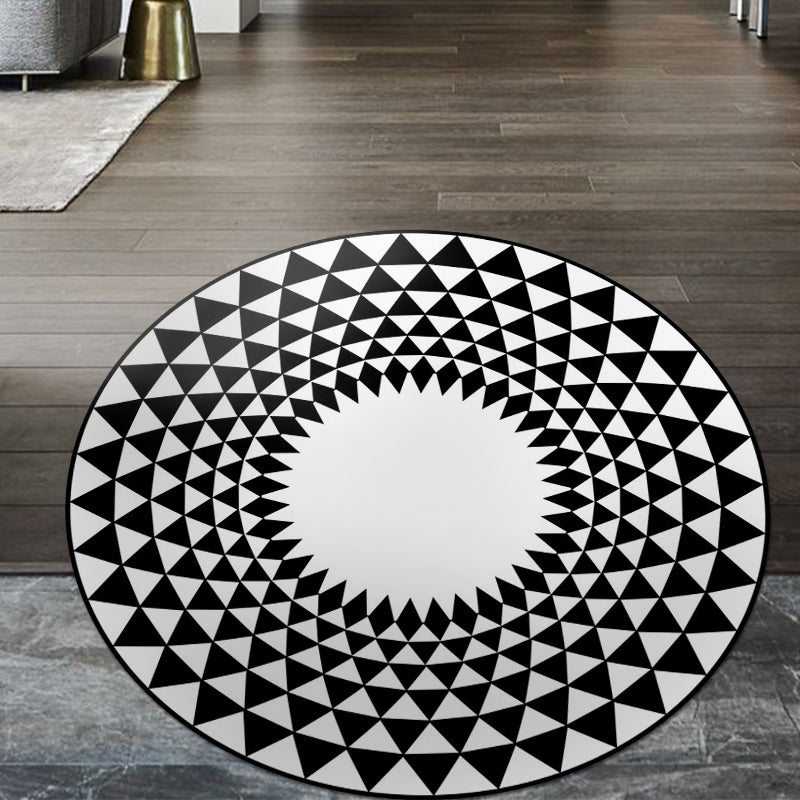 Moroccan Floral Geometric Rug Black and White Polyester Rug Non-Slip Backing Area Rug for Bedroom Clearhalo 'Area Rug' 'Moroccan' 'Rugs' Rug' 1518069