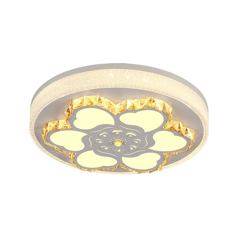 Brown/White Circular Ceiling Light Modern Crystal LED Ceiling Mount Light with Acrylic Flower Pattern in White/3 Color Light Clearhalo 'Ceiling Lights' 'Close To Ceiling Lights' 'Close to ceiling' 'Flush mount' Lighting' 151836