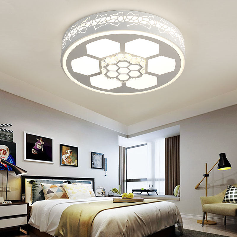 Acrylic Round Ceiling Mount Light Modern White/3 Color Lighting LED Ceiling Lamp with Clear Crystal Accent in Brown/White White A Clearhalo 'Ceiling Lights' 'Close To Ceiling Lights' 'Close to ceiling' 'Flush mount' Lighting' 151856