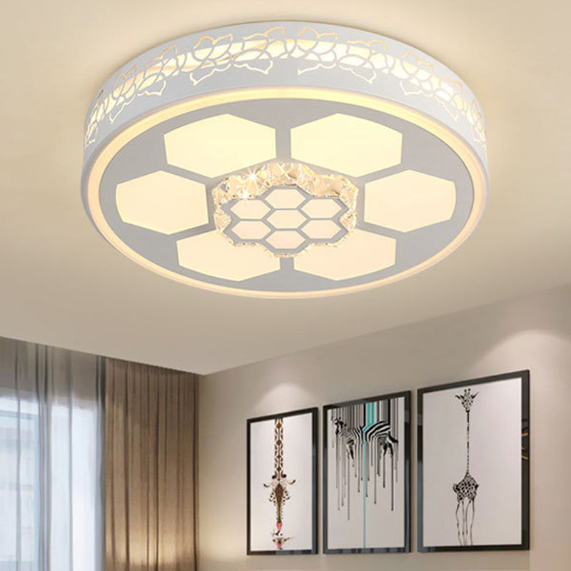 Acrylic Round Ceiling Mount Light Modern White/3 Color Lighting LED Ceiling Lamp with Clear Crystal Accent in Brown/White Clearhalo 'Ceiling Lights' 'Close To Ceiling Lights' 'Close to ceiling' 'Flush mount' Lighting' 151857