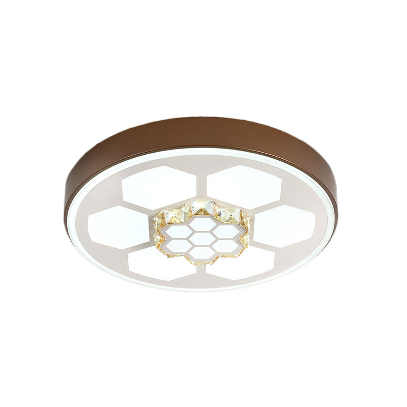 Acrylic Round Ceiling Mount Light Modern White/3 Color Lighting LED Ceiling Lamp with Clear Crystal Accent in Brown/White Clearhalo 'Ceiling Lights' 'Close To Ceiling Lights' 'Close to ceiling' 'Flush mount' Lighting' 151862