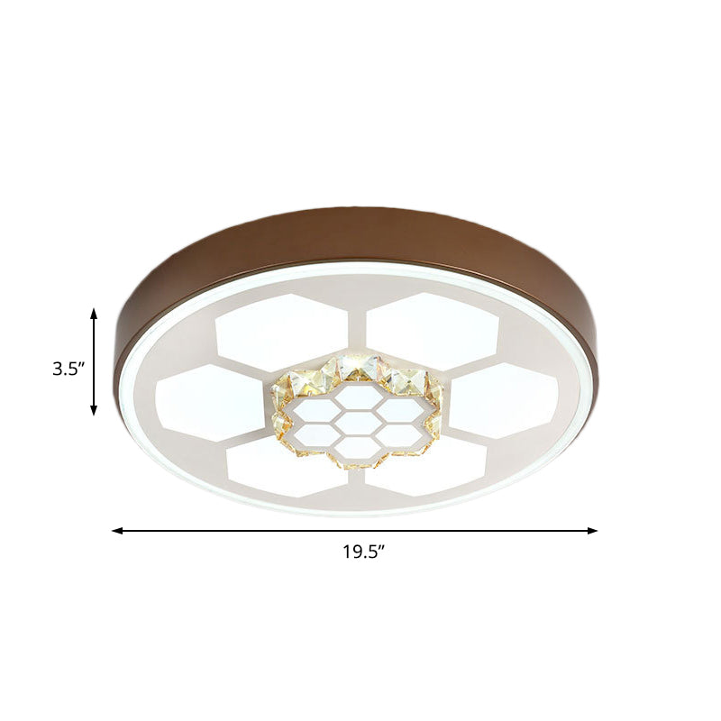 Acrylic Round Ceiling Mount Light Modern White/3 Color Lighting LED Ceiling Lamp with Clear Crystal Accent in Brown/White Clearhalo 'Ceiling Lights' 'Close To Ceiling Lights' 'Close to ceiling' 'Flush mount' Lighting' 151863