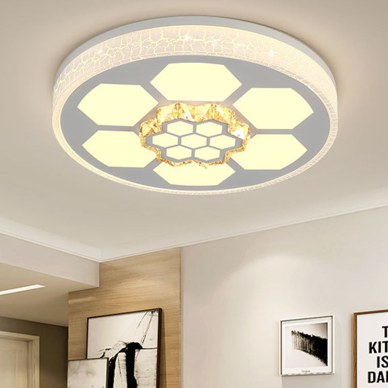 Acrylic Round Ceiling Mount Light Modern White/3 Color Lighting LED Ceiling Lamp with Clear Crystal Accent in Brown/White White 3 Color C Clearhalo 'Ceiling Lights' 'Close To Ceiling Lights' 'Close to ceiling' 'Flush mount' Lighting' 151864