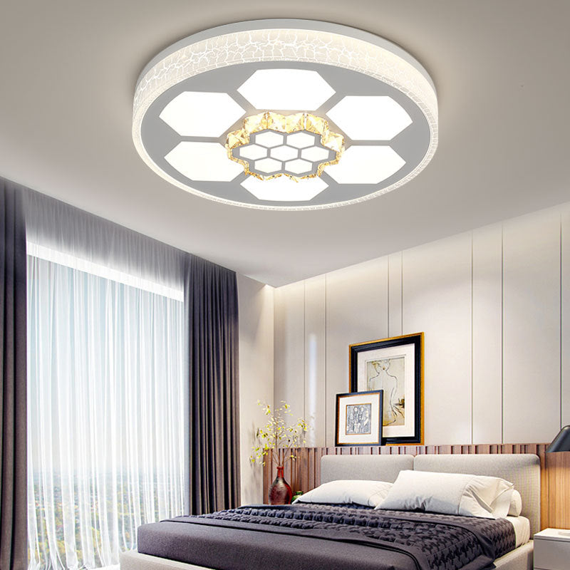 Acrylic Round Ceiling Mount Light Modern White/3 Color Lighting LED Ceiling Lamp with Clear Crystal Accent in Brown/White White White C Clearhalo 'Ceiling Lights' 'Close To Ceiling Lights' 'Close to ceiling' 'Flush mount' Lighting' 151865
