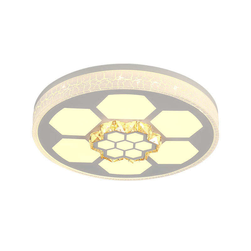 Acrylic Round Ceiling Mount Light Modern White/3 Color Lighting LED Ceiling Lamp with Clear Crystal Accent in Brown/White Clearhalo 'Ceiling Lights' 'Close To Ceiling Lights' 'Close to ceiling' 'Flush mount' Lighting' 151866
