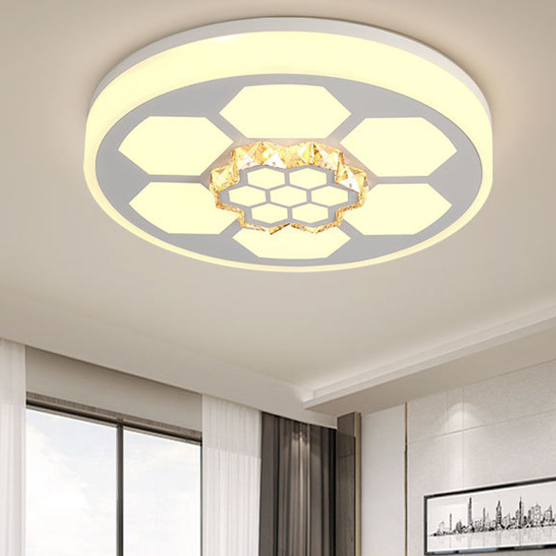 Acrylic Round Ceiling Mount Light Modern White/3 Color Lighting LED Ceiling Lamp with Clear Crystal Accent in Brown/White White 3 Color D Clearhalo 'Ceiling Lights' 'Close To Ceiling Lights' 'Close to ceiling' 'Flush mount' Lighting' 151868