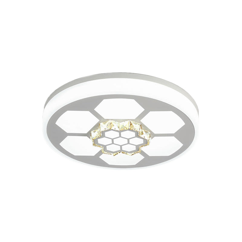 Acrylic Round Ceiling Mount Light Modern White/3 Color Lighting LED Ceiling Lamp with Clear Crystal Accent in Brown/White Clearhalo 'Ceiling Lights' 'Close To Ceiling Lights' 'Close to ceiling' 'Flush mount' Lighting' 151870