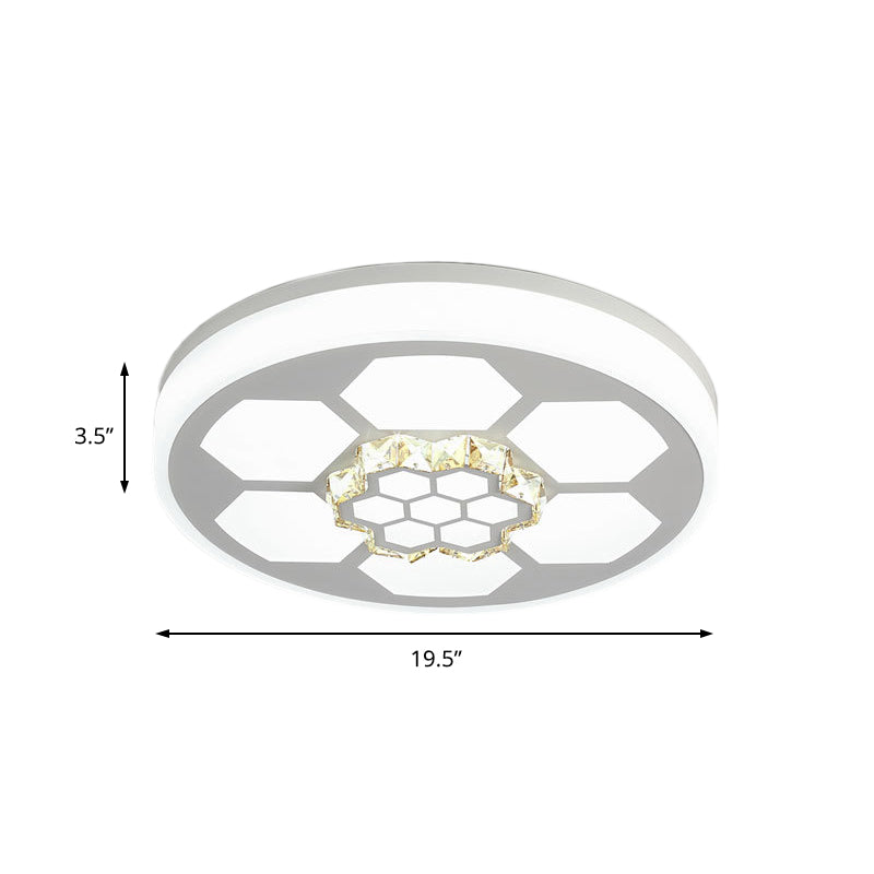 Acrylic Round Ceiling Mount Light Modern White/3 Color Lighting LED Ceiling Lamp with Clear Crystal Accent in Brown/White Clearhalo 'Ceiling Lights' 'Close To Ceiling Lights' 'Close to ceiling' 'Flush mount' Lighting' 151871