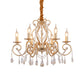 French Country Candle Hanging Chandelier Light Metal 3/6/8 Lights Pendant Lamp with Crystal Bead in Gold Clearhalo 'Ceiling Lights' 'Chandeliers' 'Modern Chandeliers' 'Modern' Lighting' 151874