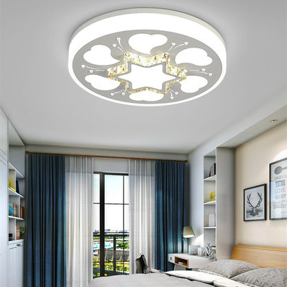 Brown/White Circle Flush Ceiling Light LED Modern Acrylic and Crystal Ceiling Fixture in White/3 Color Lighting for Bedroom White White D Clearhalo 'Ceiling Lights' 'Close To Ceiling Lights' 'Close to ceiling' 'Flush mount' Lighting' 151932