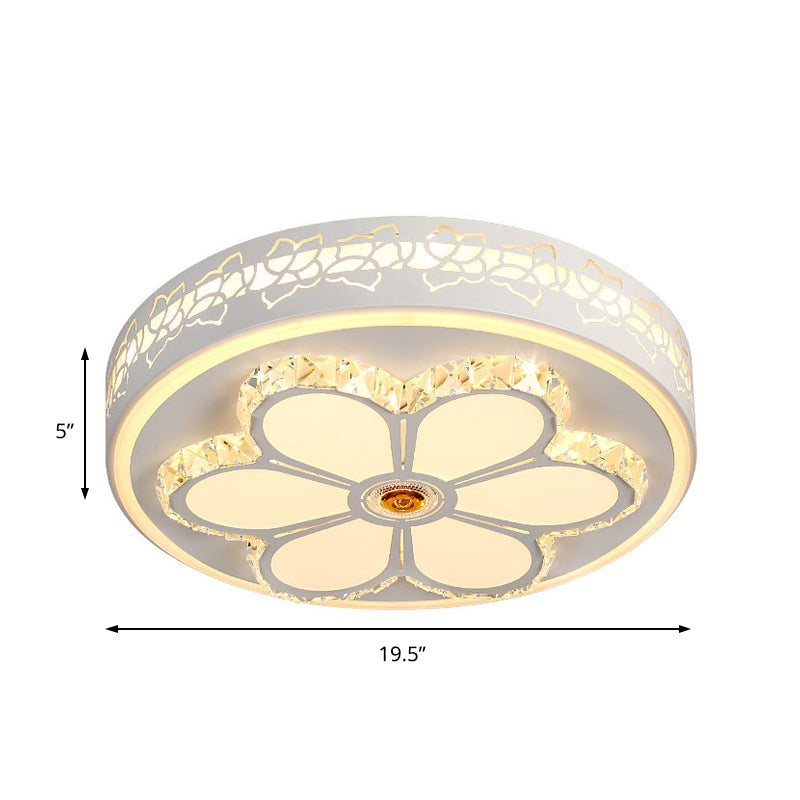 Modern Flower Pattern Flush Ceiling Light Crystal and Acrylic White/3 Color LED Ceiling Light in Brown/White Clearhalo 'Ceiling Lights' 'Close To Ceiling Lights' 'Close to ceiling' 'Flush mount' Lighting' 151984