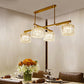 Modern Brass Hanging Light Metal Cylinder 4 Lights Island Lighting with Crystal Block for Living Room Clearhalo 'Ceiling Lights' 'Island Lights' Lighting' 152139